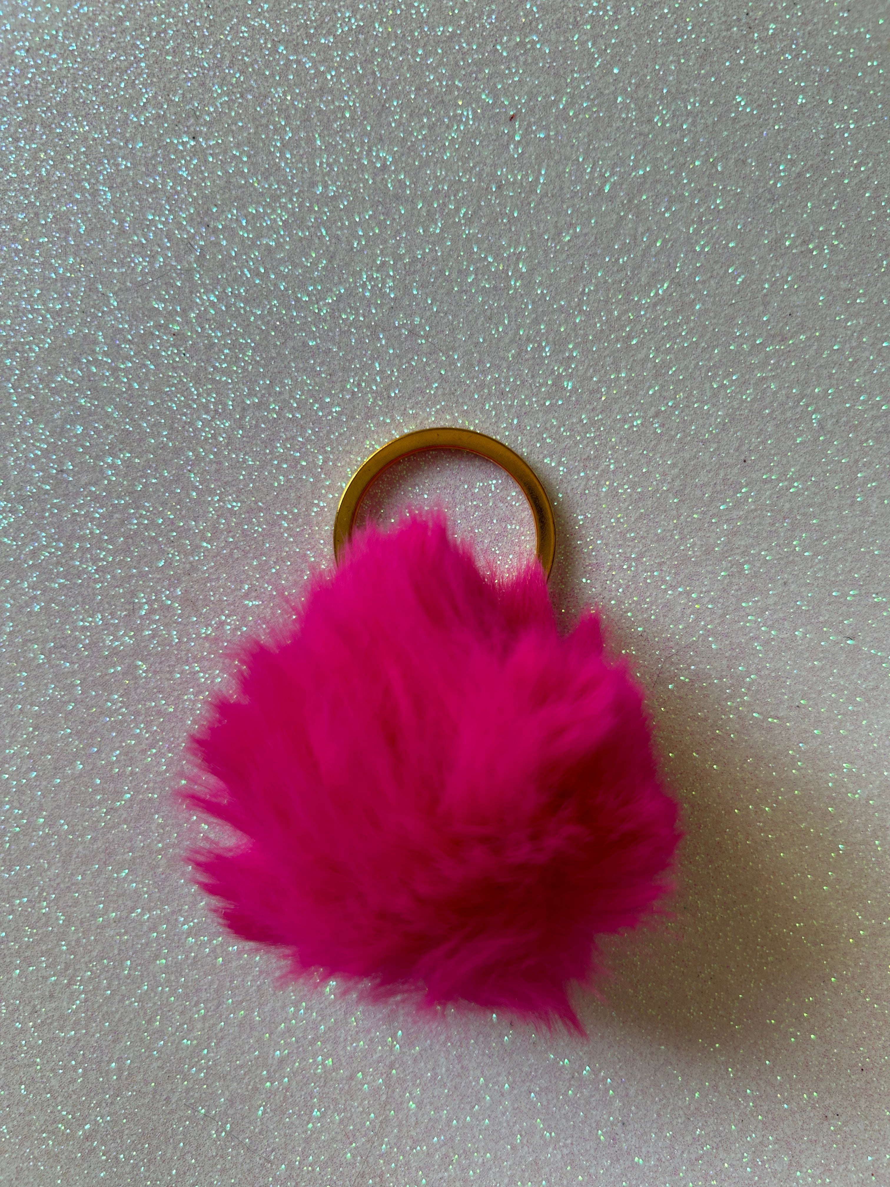 Mixed colours - Mini PomPom Keyrings - (without clips)
