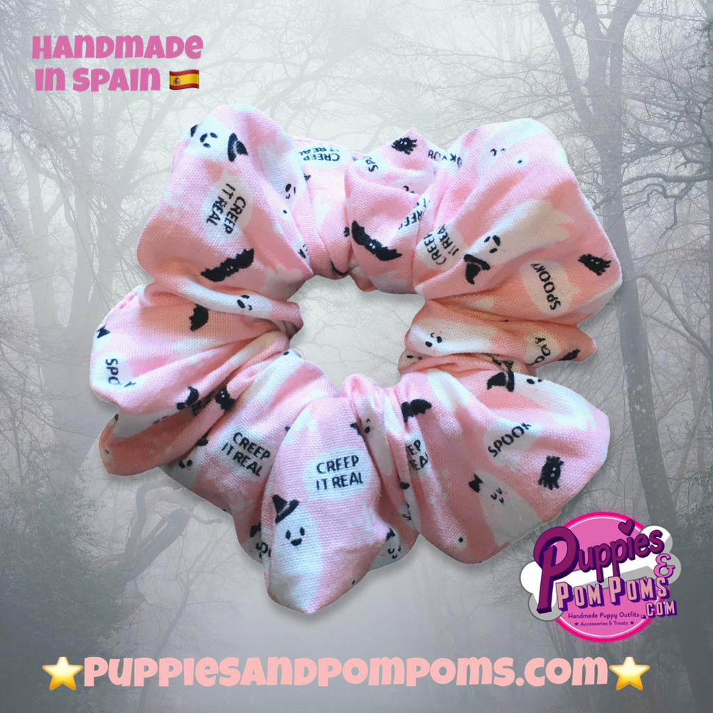 Cute Pink Ghosts Halloween Scrunchie