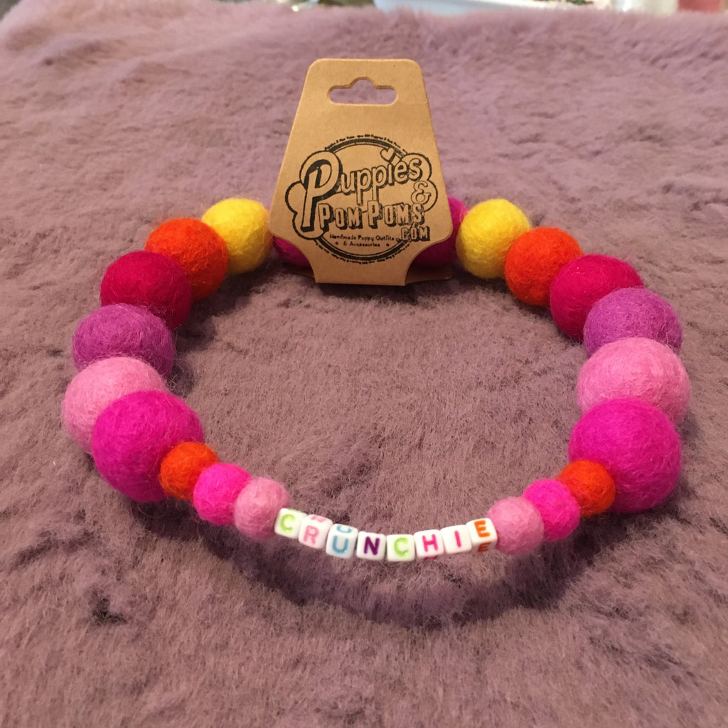Pink - Personalised Pom Pom Dog Collar