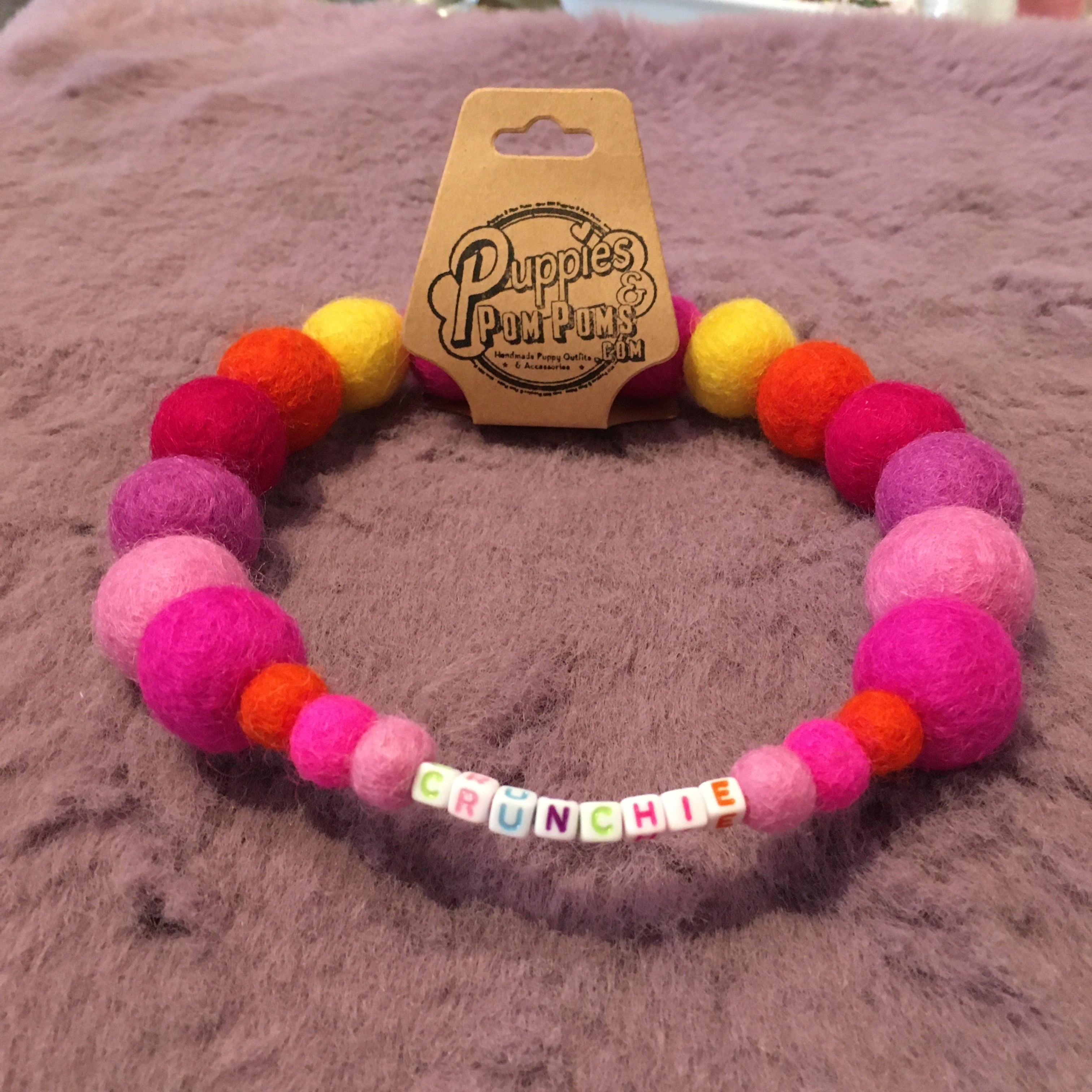 Pink - Personalised Pom Pom Dog Collar