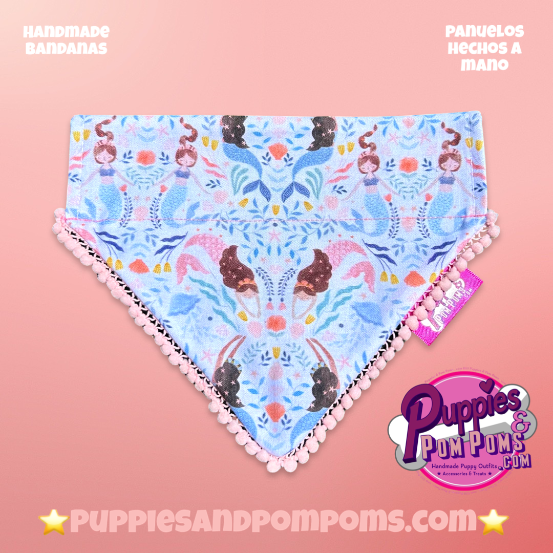 Handmade Mermaids Polka Dot Dog Bandana - Slide On