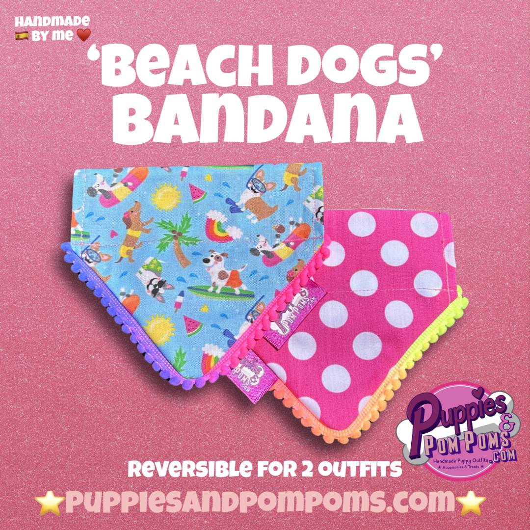 Handmade Beach Dogs Polka Dot Dog Bandana - Slide On