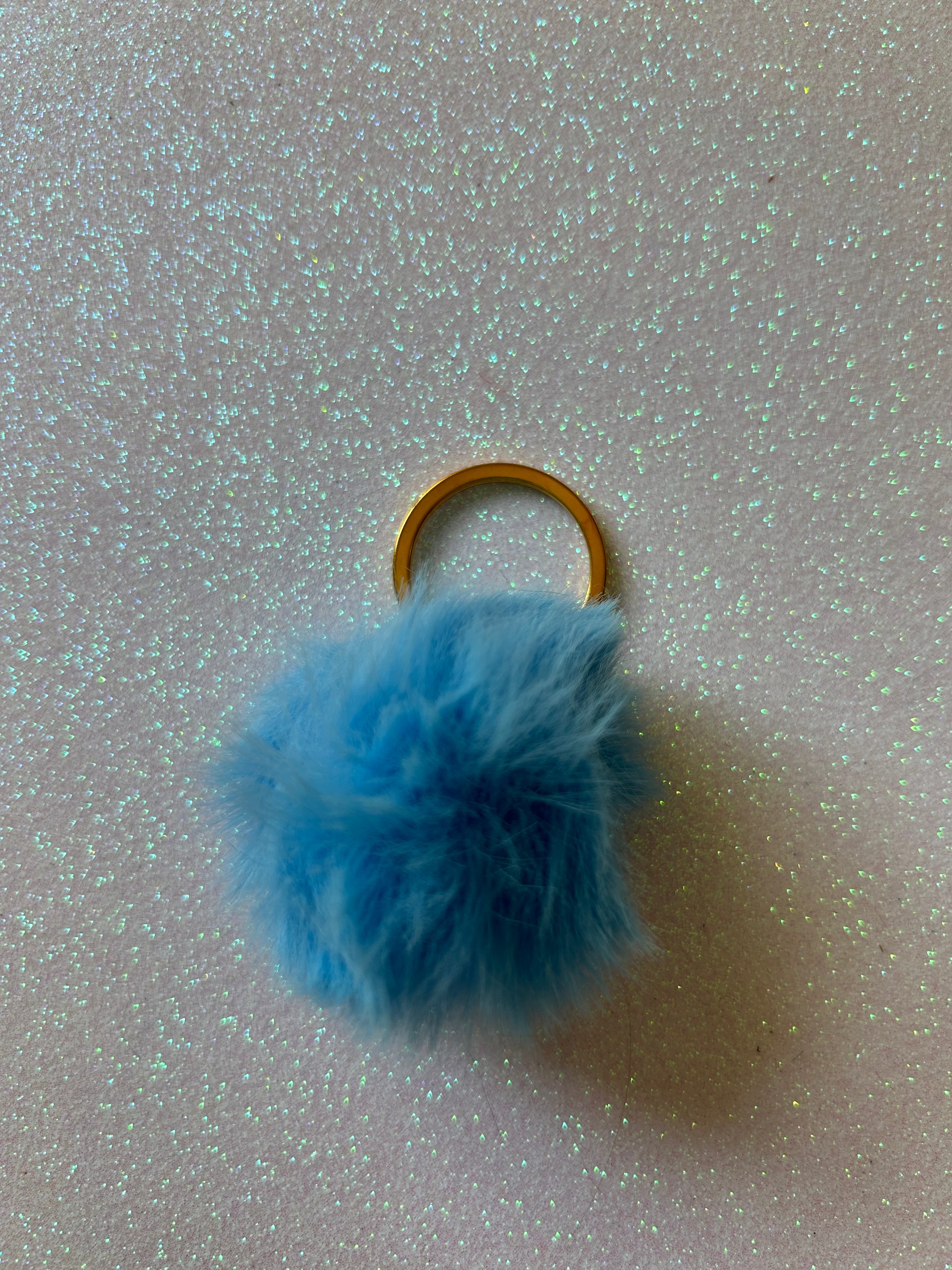 Mixed colours - Mini PomPom Keyrings - (without clips)